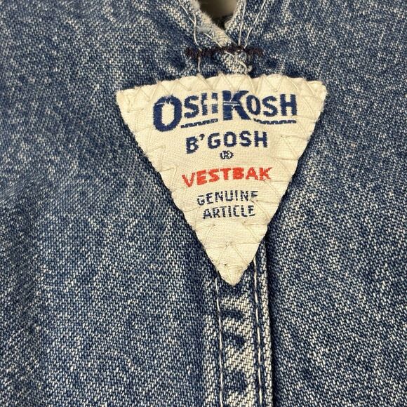 Rare Vtg OshKosh Vestbak Overalls Size 3T USA 80s Denim Paper Tag Great FADE - Picture 6 of 16